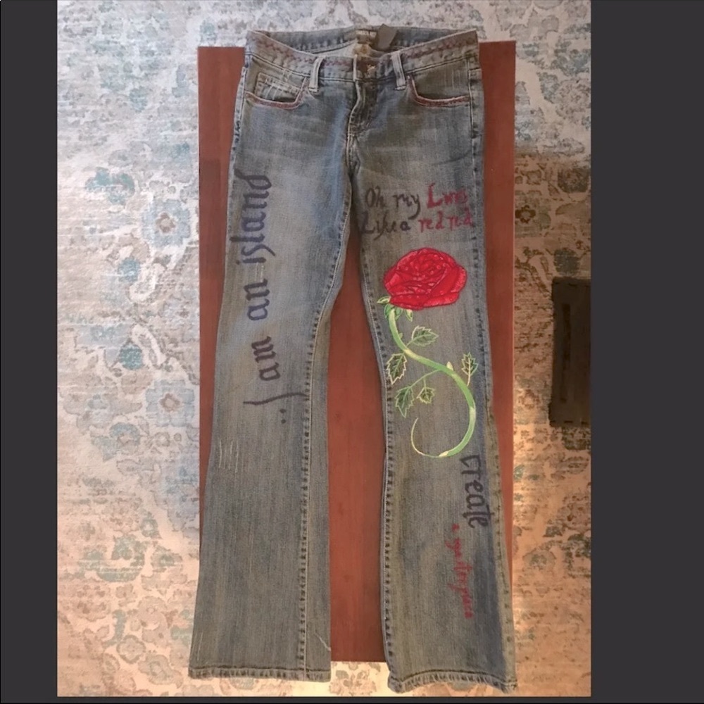 Switch USA Embroidered Rose Low-rise Jeans 26